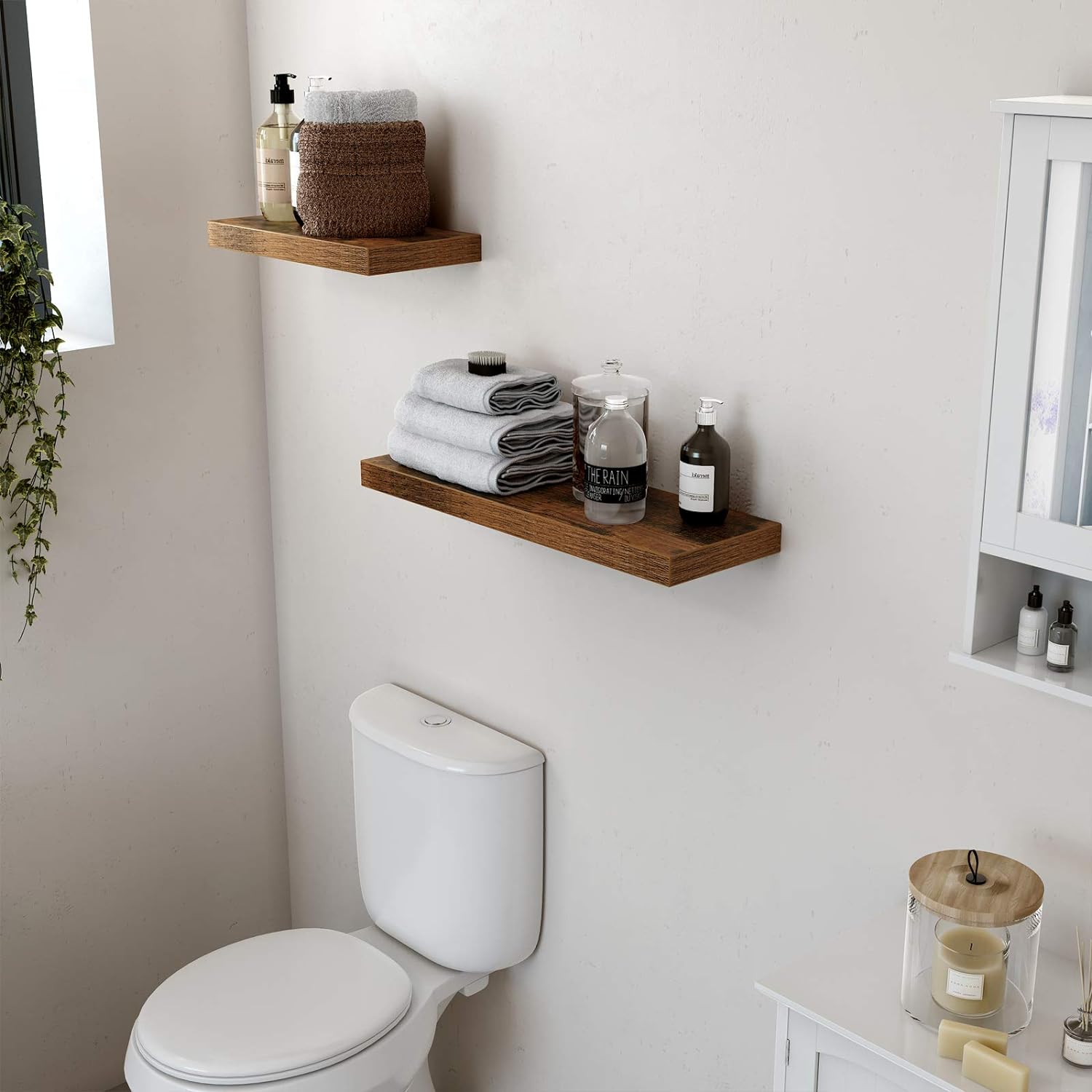 VASAGLE Raft de perete suspendat plutitor, MDF, sistem montare inclus, 80x20x4cm, vintage maro