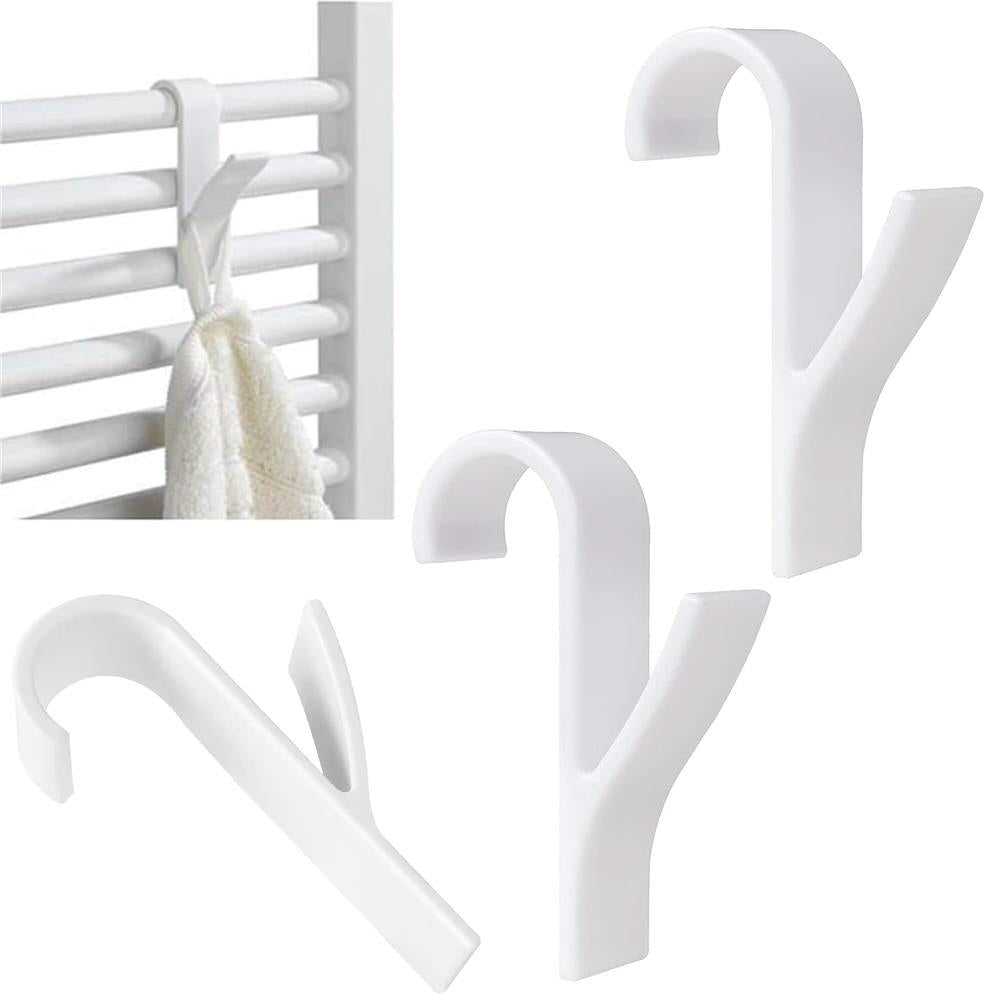 Set 2 carlige pentru calorifer, tip cuier pentru prosoape, din plastic, alb