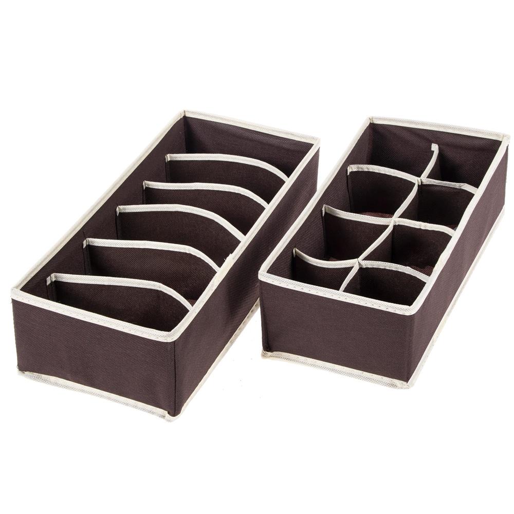 Set 4 organizatoare Sersimo sertar pentru sosete/lenjerie, maro