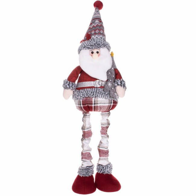 Figurina Craciun, Mos Craciun, picioare telescopice, inaltime extensibila 57-80cm