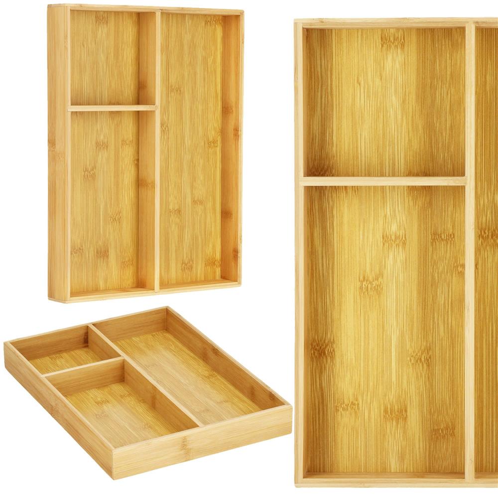 Organizator tacamuri si ustensile bucatarie, bambus, 40x30x5cm