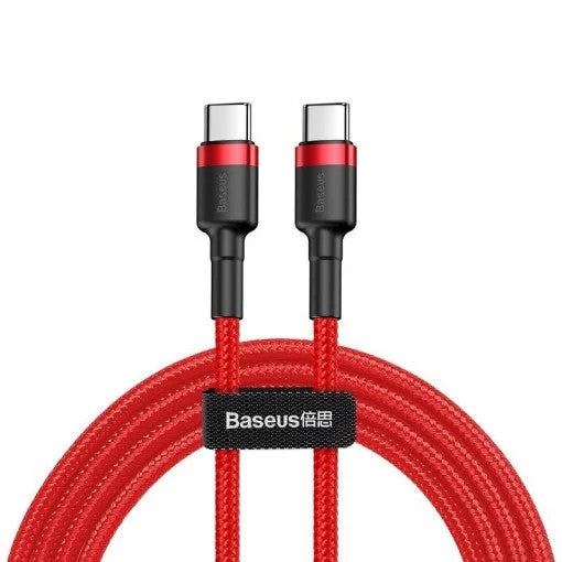 Cablu alimentare si date Baseus Cafule, Fast Charging Data Cable pt. smartphone, USB Type-C la USB Type-C 3A / 60W, braided, 2m, rosu 