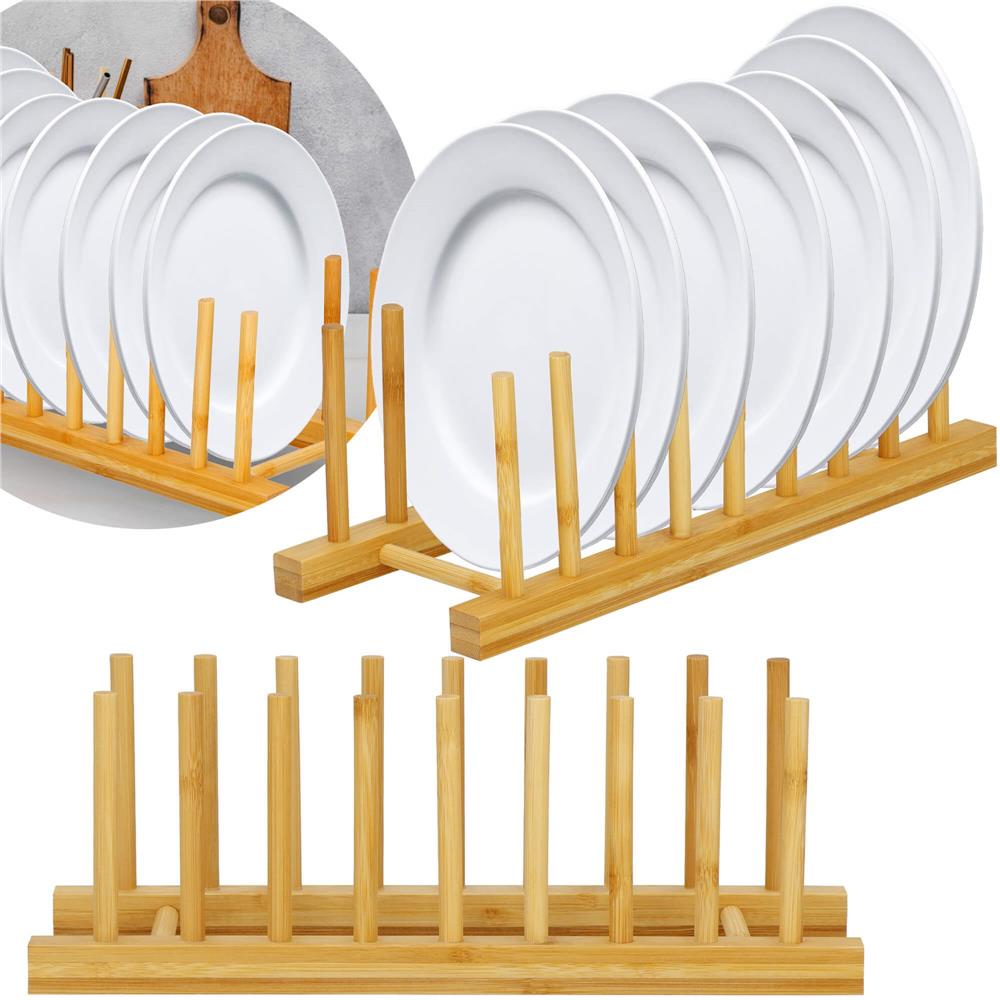 Suport organizare farfurii sau capace oala, din bambus, 34x13x13cm, natur