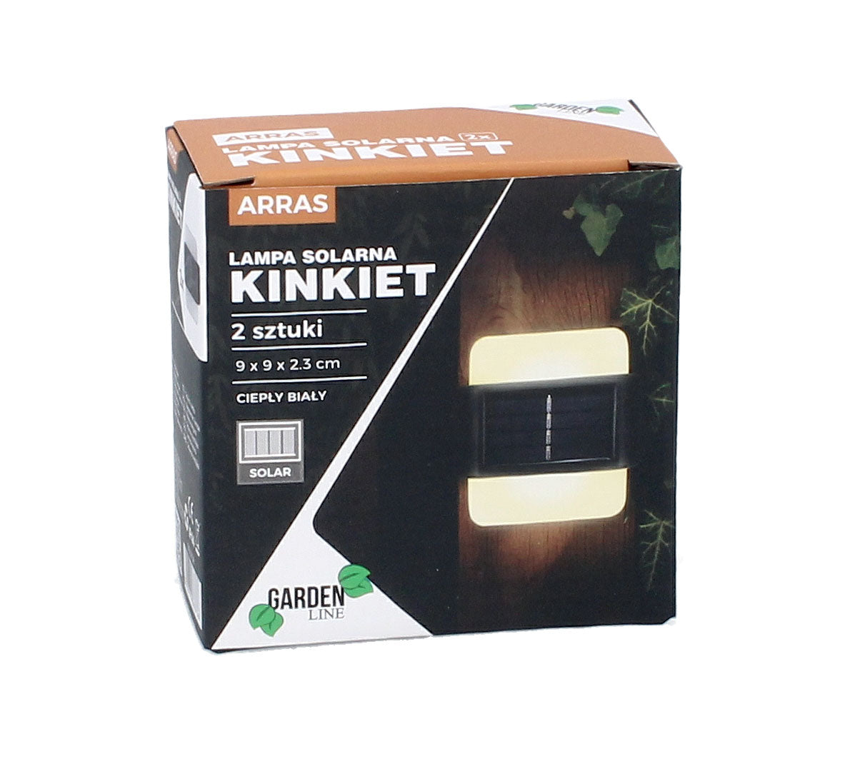Set 2 lampi solare LED de perete, IP44 pentru exterior, autonomie 12 ore, 9x9x2.3cm, negru