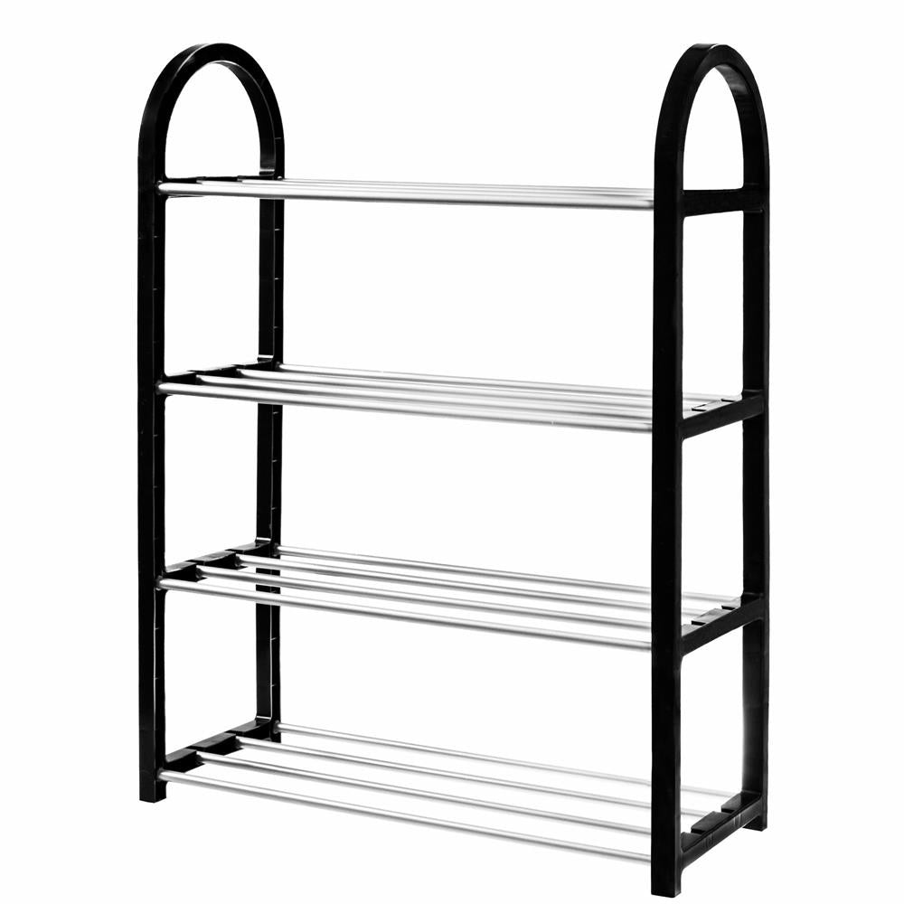 Pantofar metalic Sersimo cu 4 rafturi, 64x50cm, negru argintiu