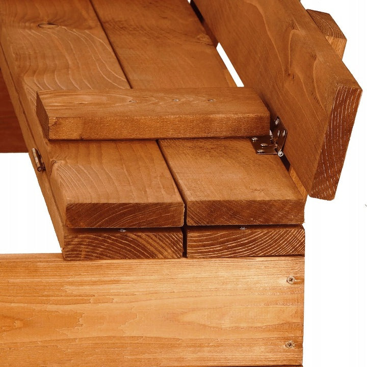 Lada de nisip capac transformabil in bancuta 98x98cm, maro