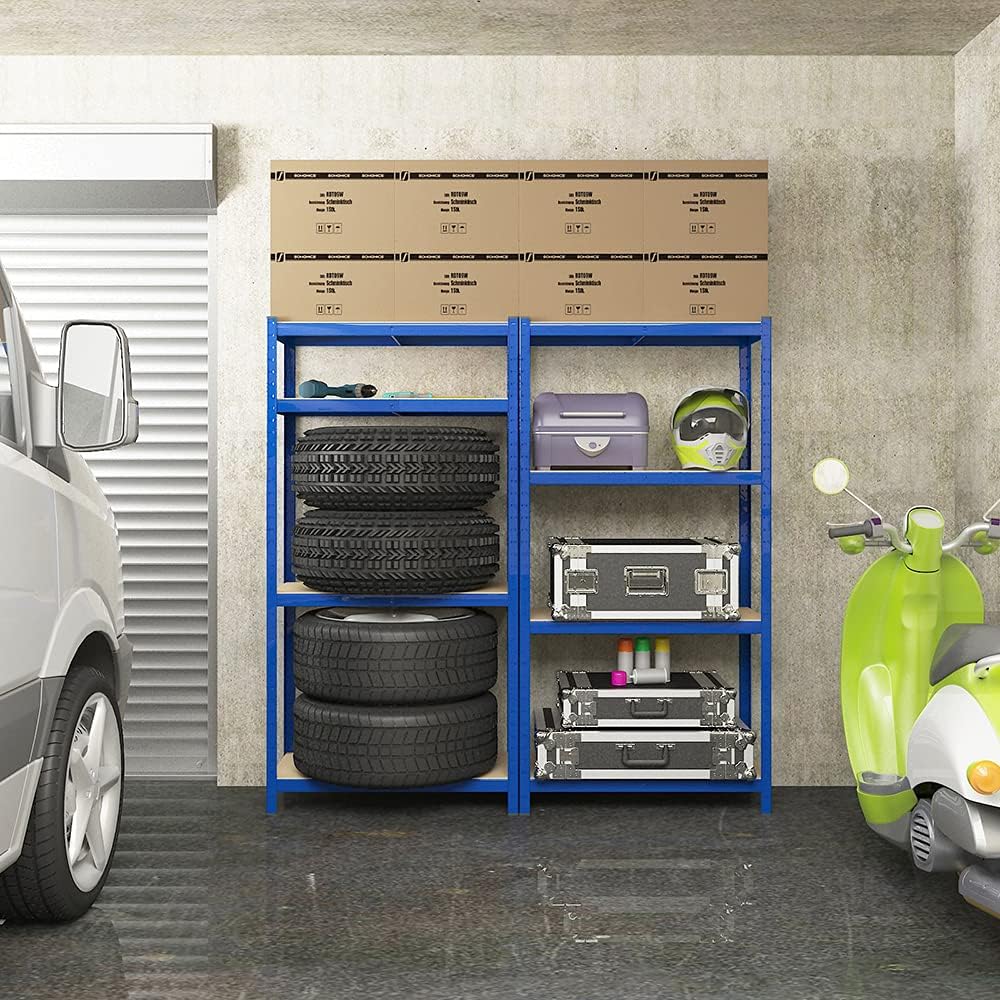 SONGMICS Raft cadru metalic modular pentru depozitare, 4 polite, 160x80x40cm, sarcina 520 kg, albastru