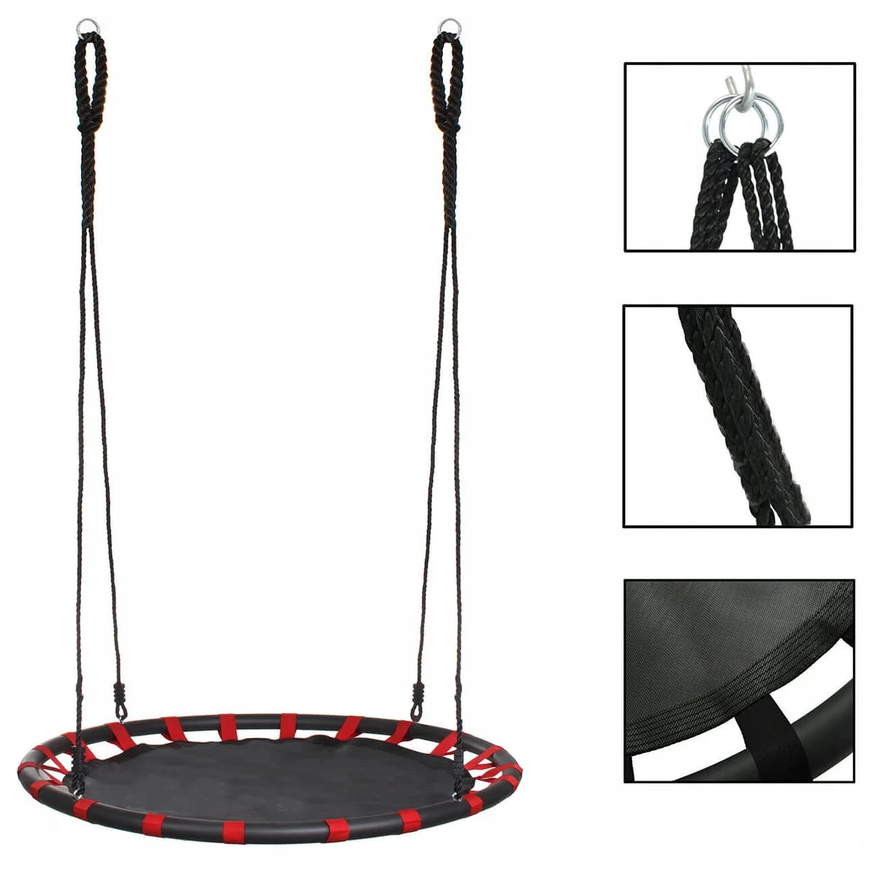 Leagan tip cuib Sersimo NS5, diametru 110cm, inaltime reglabila, pentru exterior, sarcina 100 kg, Rosu Negru