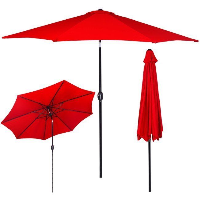 Umbrela terasa gradina, cu manivela si inclinare, GU18E, diametru 300cm, Rosu