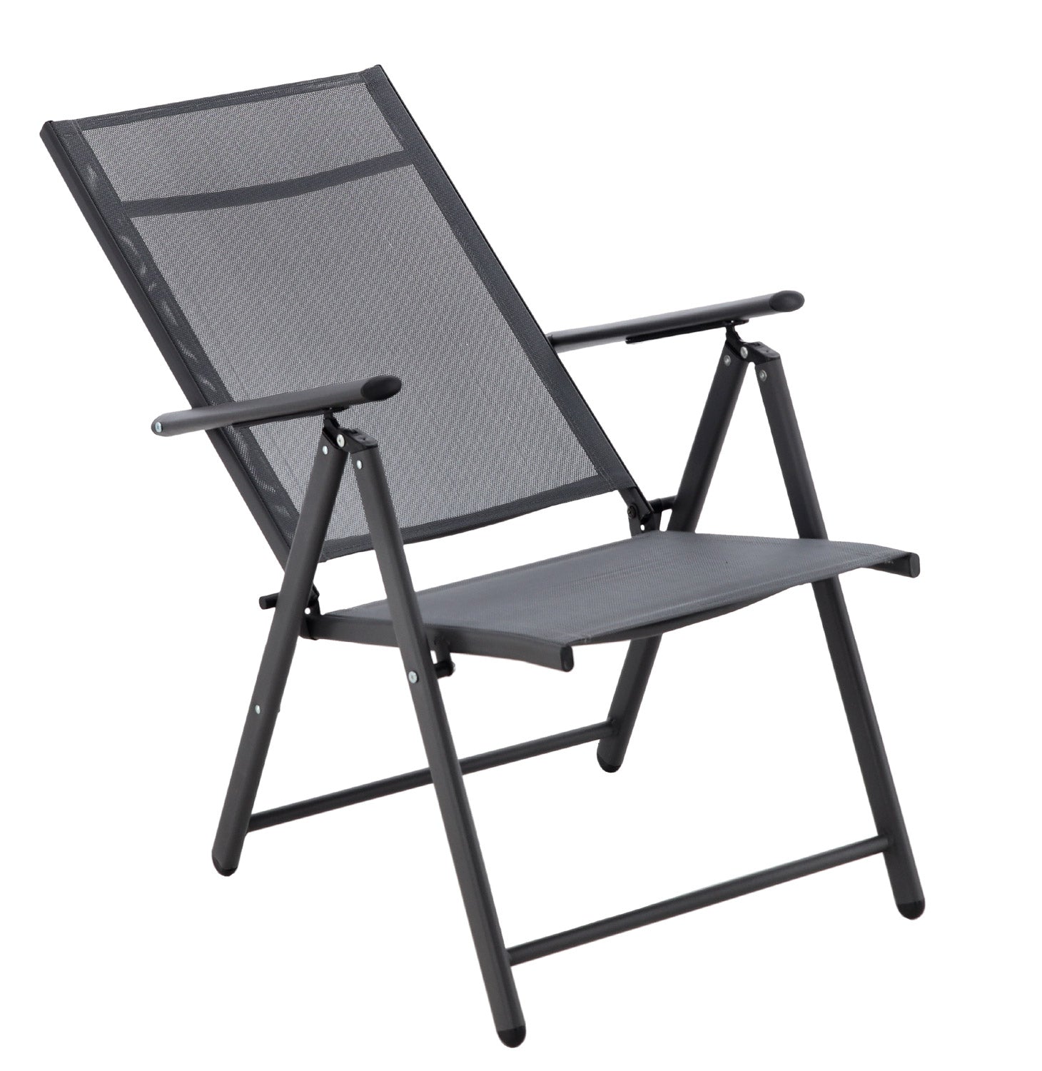 Scaun metalic de gradina, pliant, cu spatar reglabil, din otel, 60x58x100cm, gri