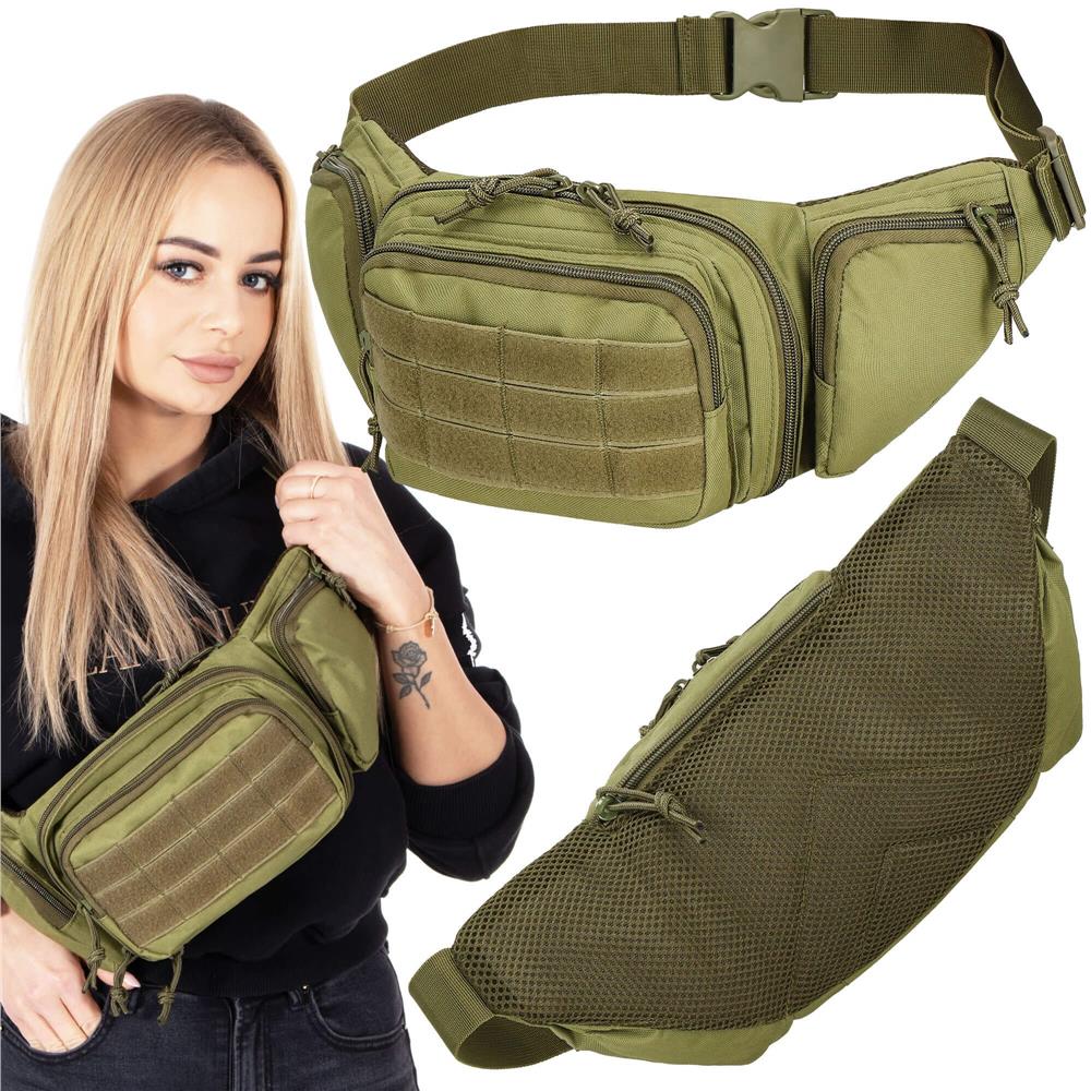 Borseta incapatoare pentru umar sau brau, impermeabila, unisex, 43x15cm, verde