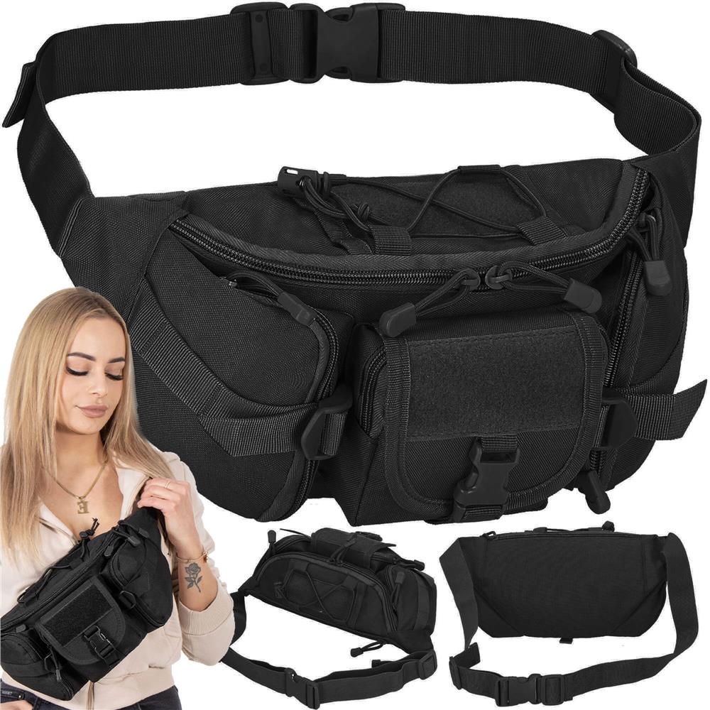 Borseta incapatoare pentru umar sau brau, impermeabila, unisex, 37x19cm, negru