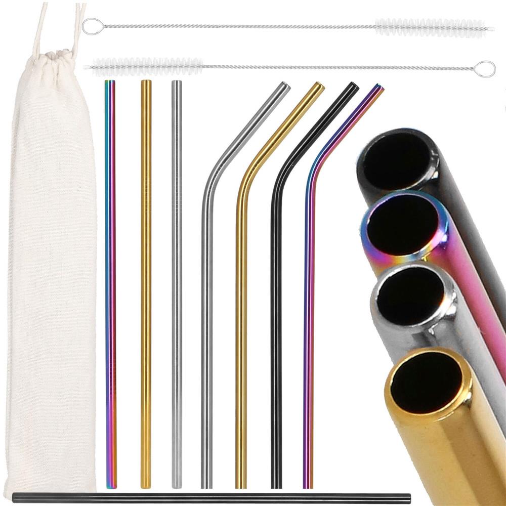 Set 8 paie metalice multicolor, reutilizabile, cu husa depozitare si perii curatat, 215x6 mm