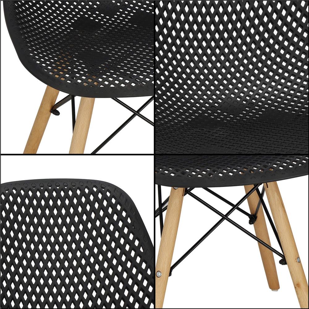 Set 4 scaune dining Milano pentru bucatarie cu textura perforata, 43x83cm, negru