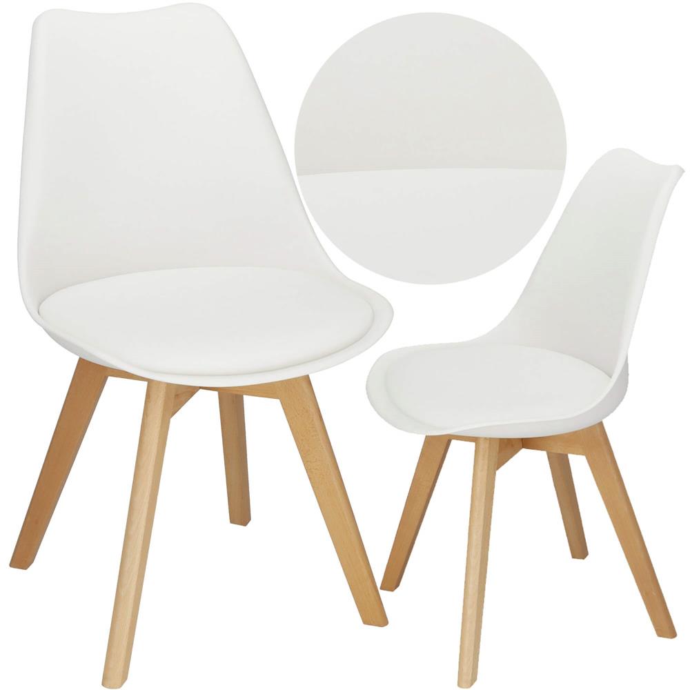 Set 4 scaune dining Verdhe pentru bucatarie cu perna tapitata cu piele ecologica, 44x82cm, alb