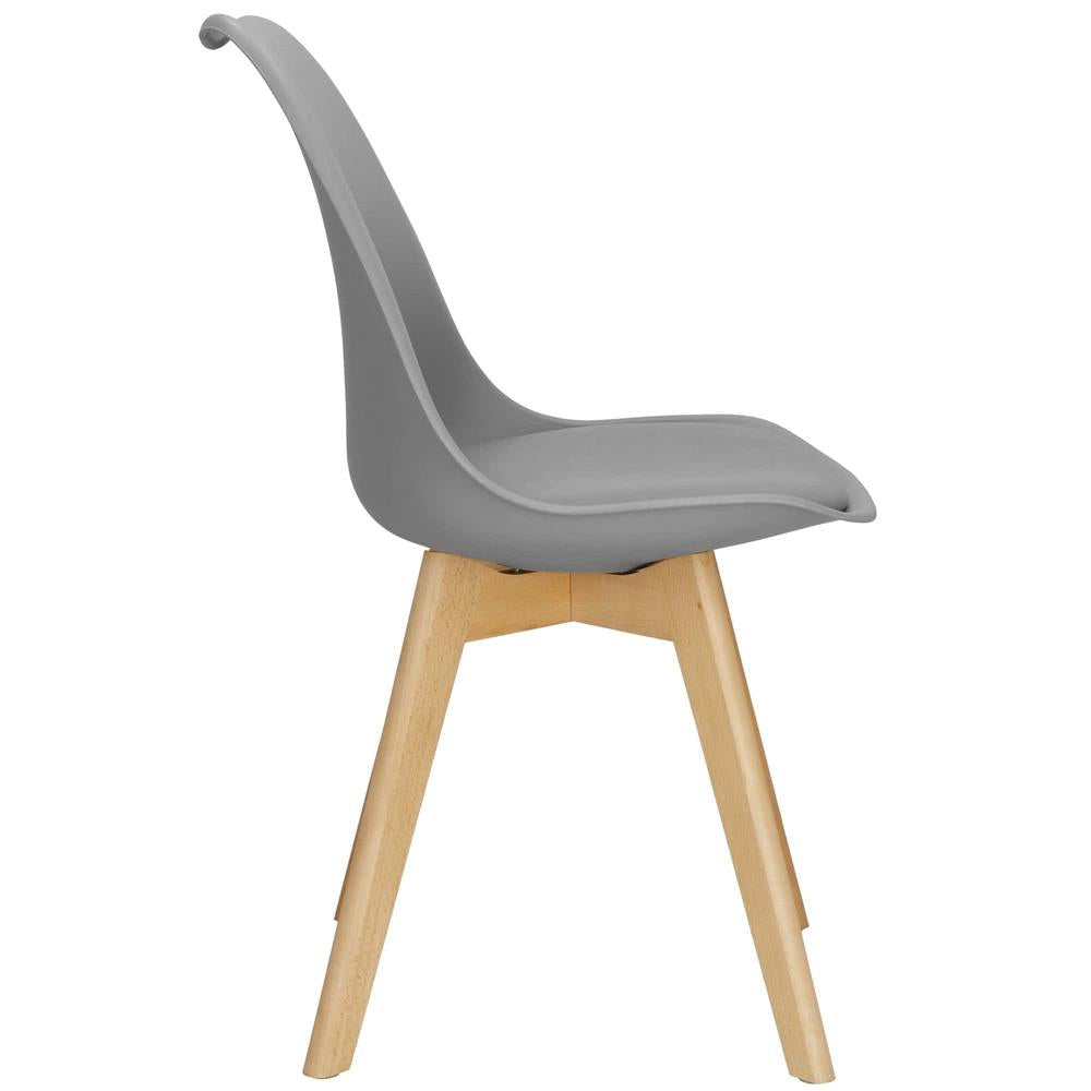 Set 4 scaune dining Verdhe pentru bucatarie cu perna tapitata cu piele ecologica, 49x82cm, gri