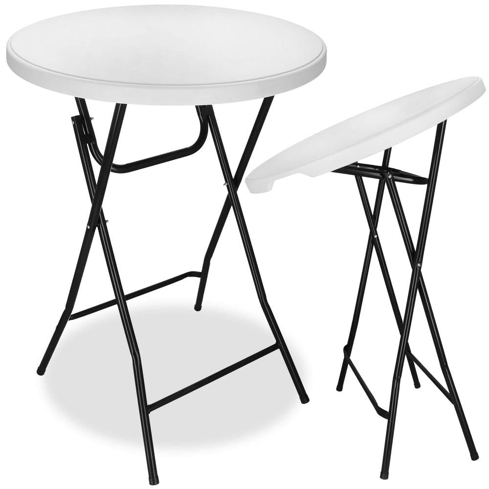 Masa catering profesionala pentru evenimente, inalta, cu picioare metal pliabile, rotunda, d 80 cm, h 110 cm, alb - 4