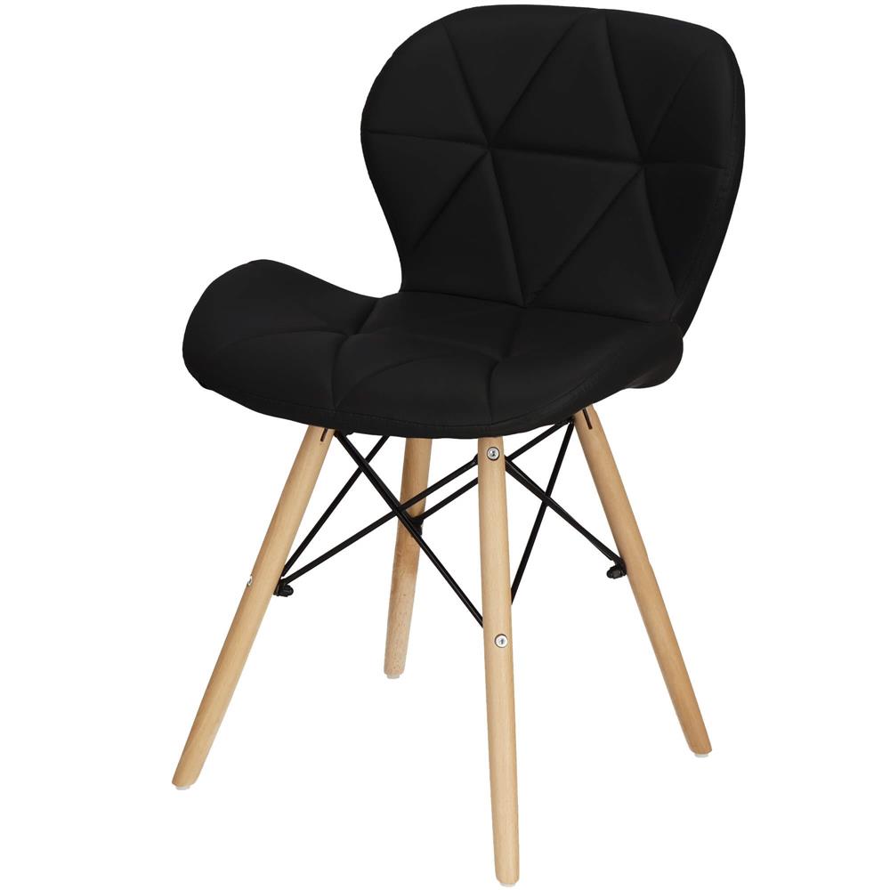 Set 4 scaune dining Torino pentru bucatarie tapitat cu piele ecologica, 40x72cm, negru