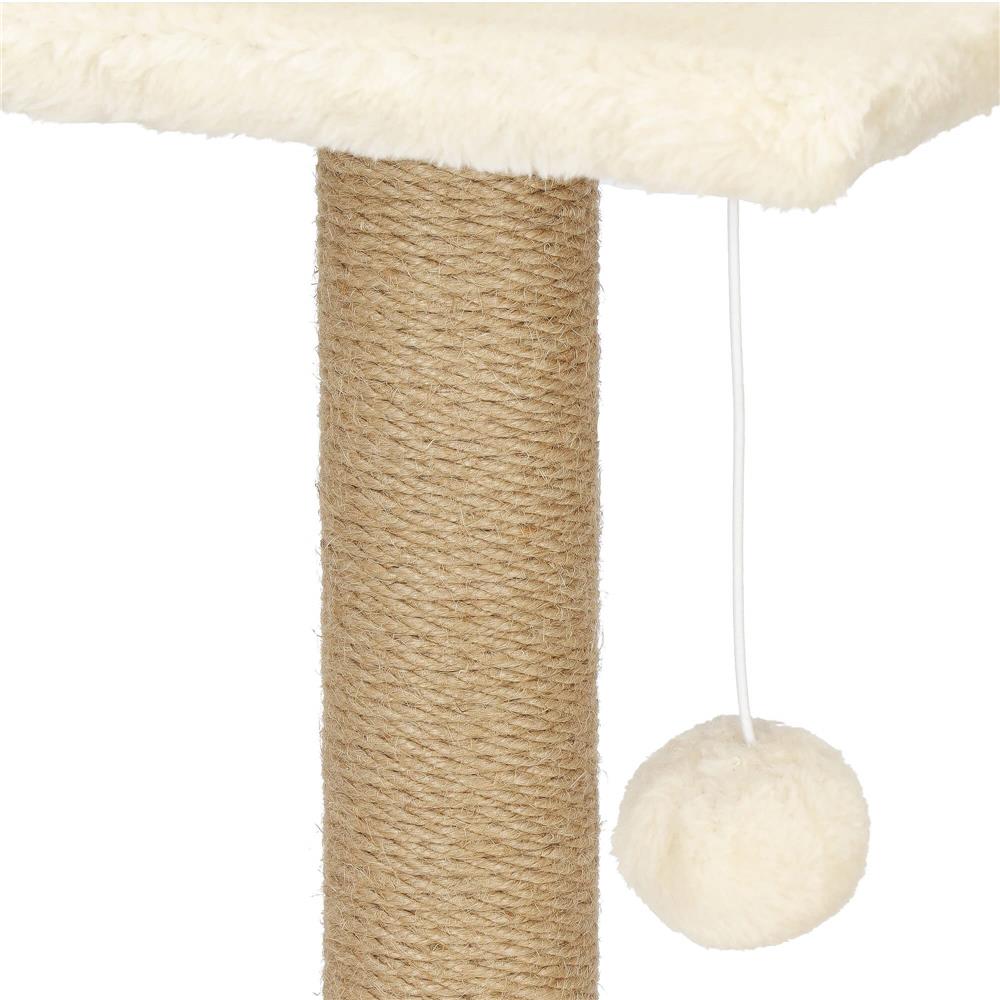 Ansamblu de joaca pentru pisici, cu loc pentru zgariat, minge, 65cm, crem