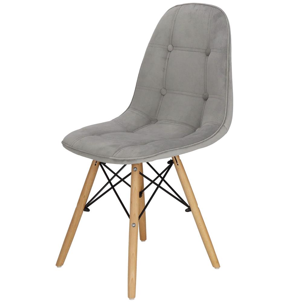 Set 4 scaune dining Milano Soft pentru bucatarie tapitat cu catifea moale, 44x84cm, gri