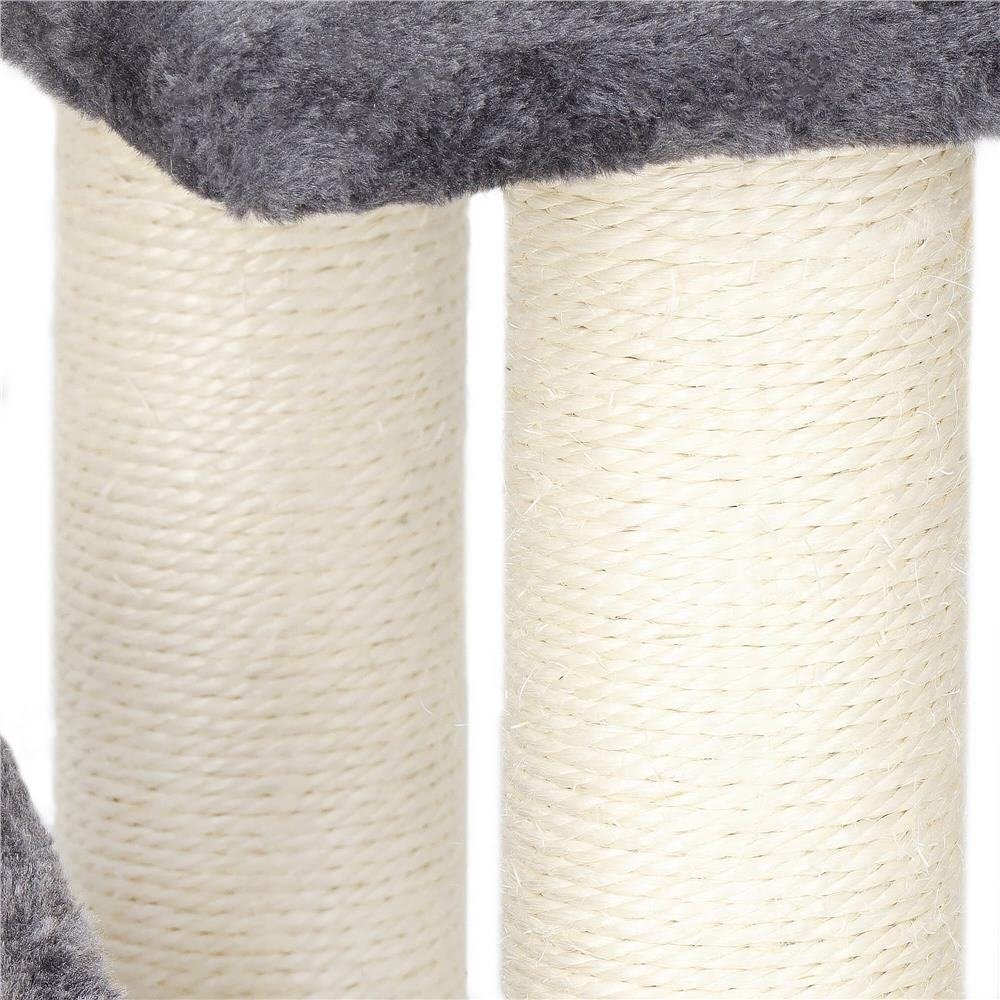 Ansamblu de joaca pentru pisici, cu loc pentru zgariat, ascuns, culcus, minge, 67cm, crem