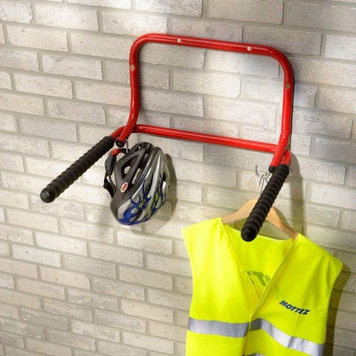 Suport de perete pentru parcare 2 biciclete, maxim 40kg, 50cm, rosu