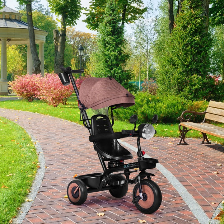Tricicleta 3 in 1 pentru copii 61x41x25 cm, sezut rotativ, lumina si sunete, cadru otel si roti EVA, negru