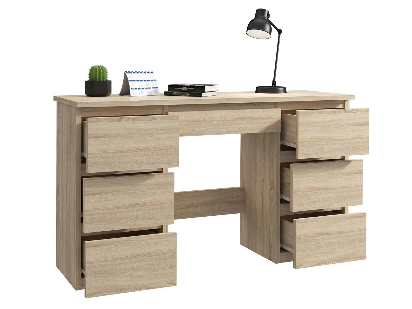 Birou cu 7 sertare Beta 4 120x43x75 cm, design minimalist, sonoma - 2