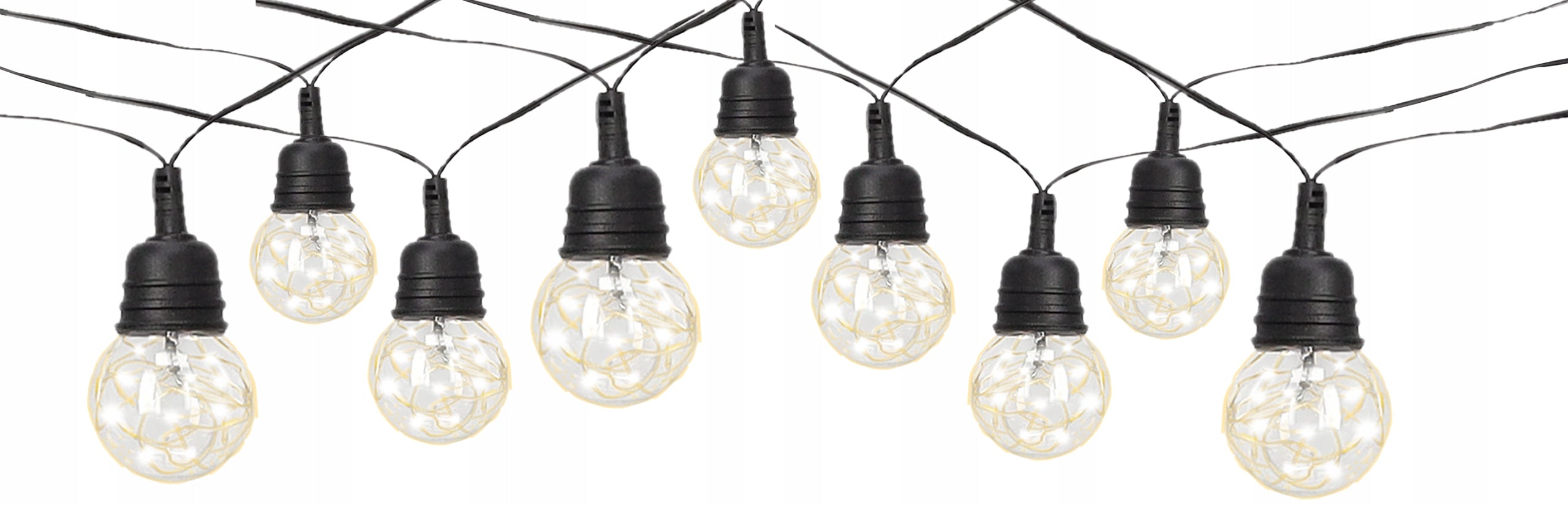 Ghirlanda luminoasa decorativa pentru exterior, alimentare la priza, 10 metri, 10 becuri LED cu iluminare calda 3000K, IP44