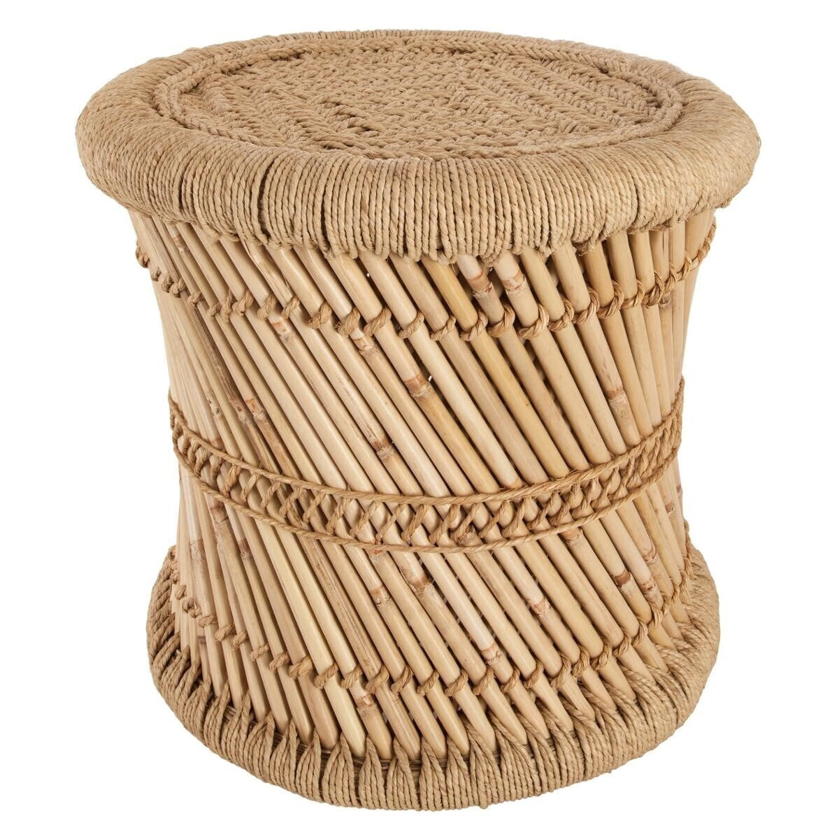 Set 2 masute cafea Atmosphera Corde din bambus, 30 cm si 37cm, bej
