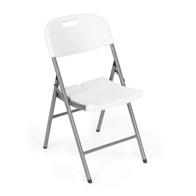 Set 2 scaune pliante 44x58x83 cm, structura metal si sezut HDPE, pliabile si usoare, alb