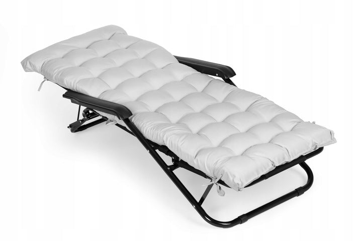 Sezlong pliabil 155x60x83 cm, 2 in 1 leagan extensibil, spatar reglabil, cadru metalic si perna impermeabila, gri