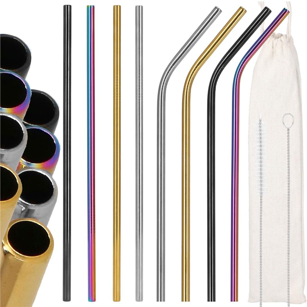 Set 8 paie metalice multicolor, reutilizabile, cu husa depozitare si perii curatat, 215x6 mm