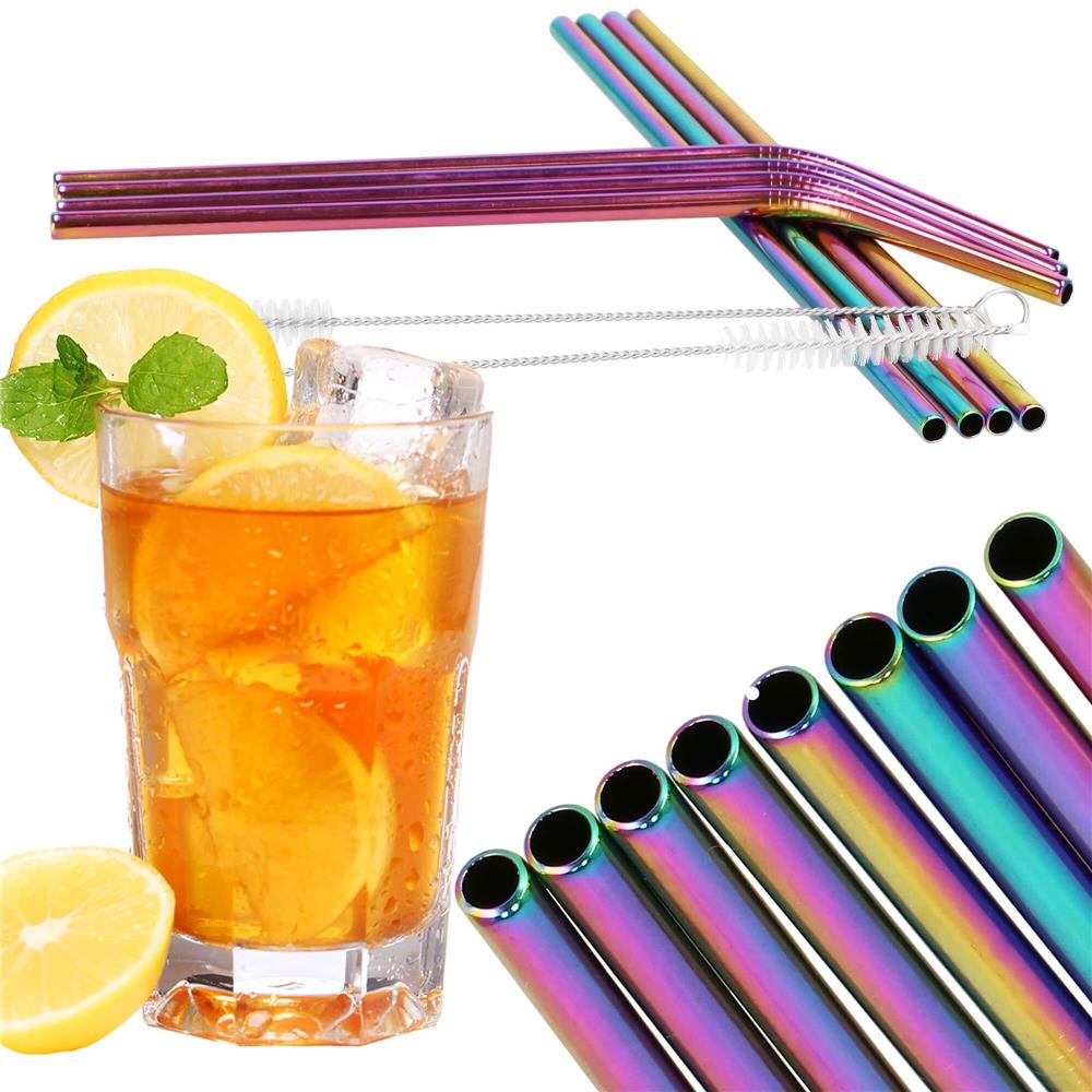 Set 8 paie metalice multicolor (holo), reutilizabile, cu husa depozitare si perii curatat, 215x6 mm