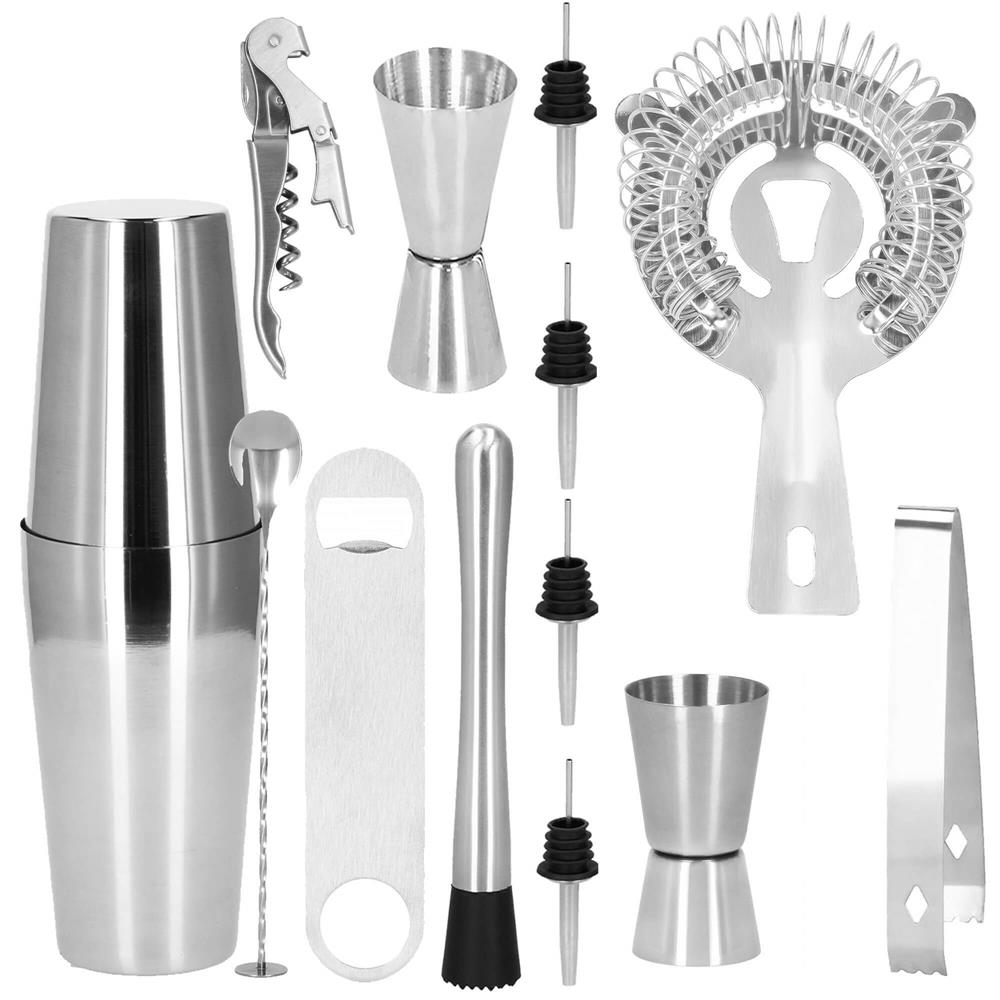 Set Cocktail Shaker Kit pentru barmani 750ml, KI16, 14 piese