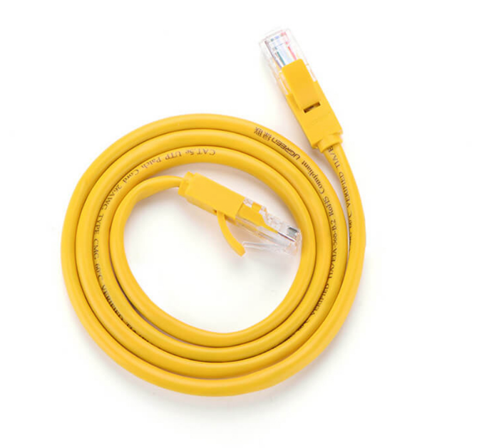 PATCH CORD UTP Ugreen Cat5e, "NW103" fire din cupru, viteza maxima 100 Mbps, 2m, galben "11231" - 6957303882311