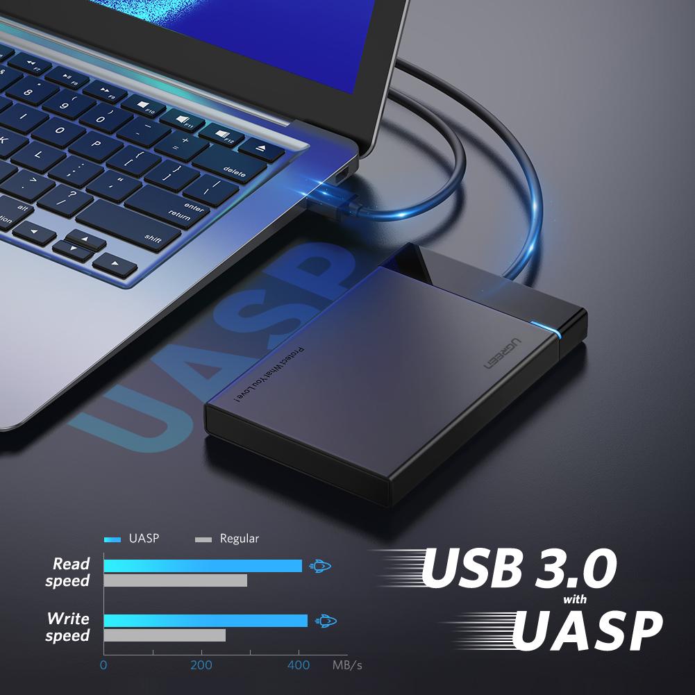 RACK extern Ugreen, "US221" pt HDD si SSD SATA 2.5" conectare USB 3.0 max 5 Gbps, ABS, gri "30847" - 6957303838479