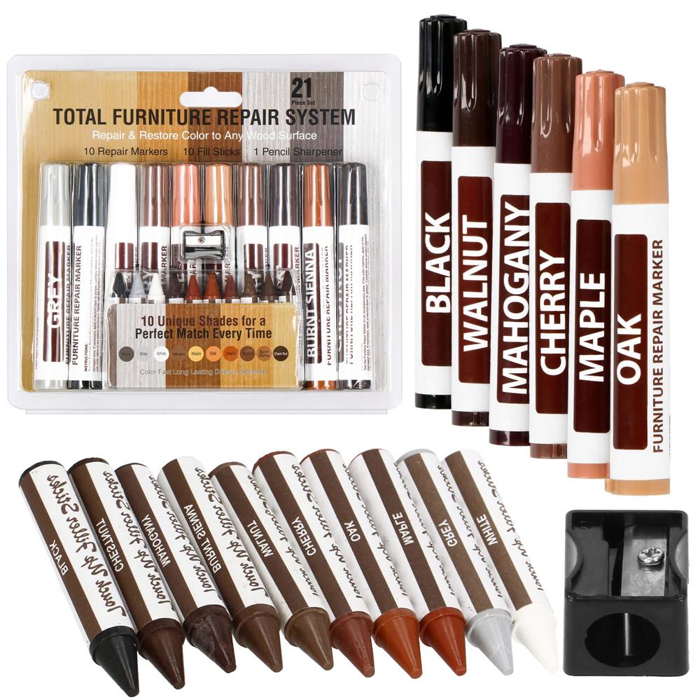Set 20 markere si creioane de ceara pentru reparatii mobila, multicolor