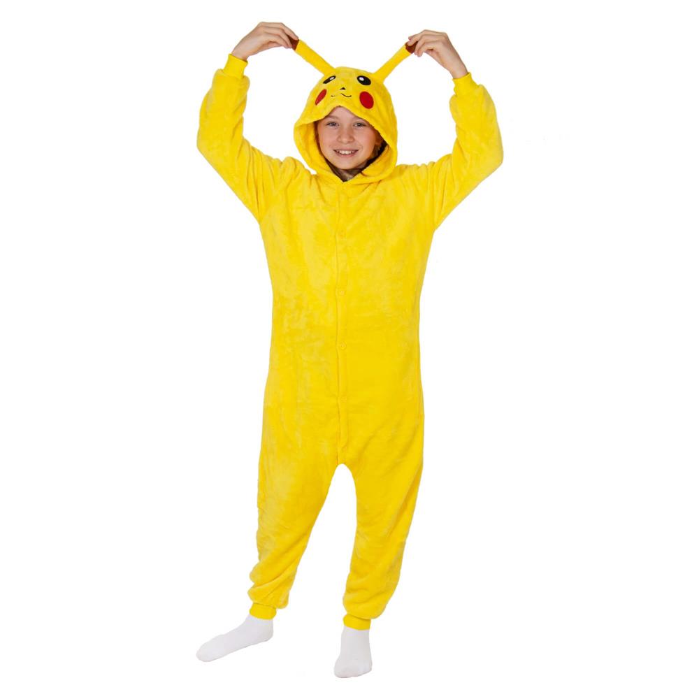 Pijama tip salopeta pentru copii, model Pikachu, marime 130-140 cm