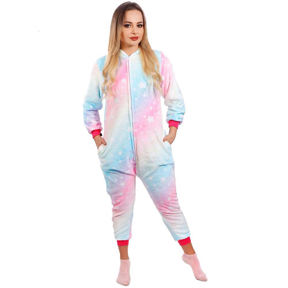 Pijama tip salopeta pentru dama, model unicorn, marime S