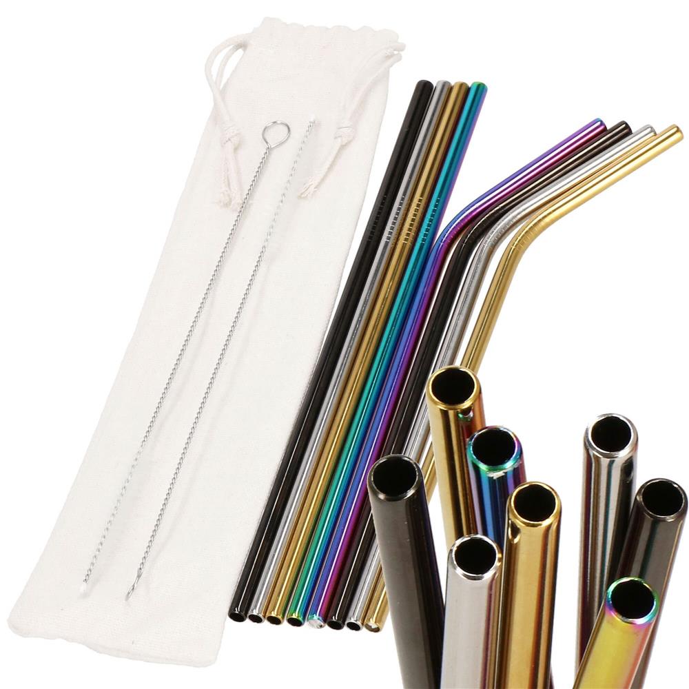 Set 8 paie metalice multicolor, reutilizabile, cu husa depozitare si perii curatat, 215x6 mm