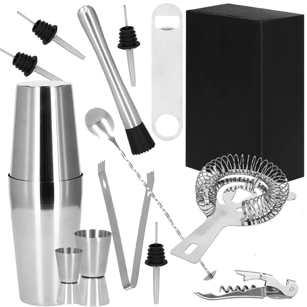 Set Cocktail Shaker Kit pentru barmani 750ml, KI16, 14 piese