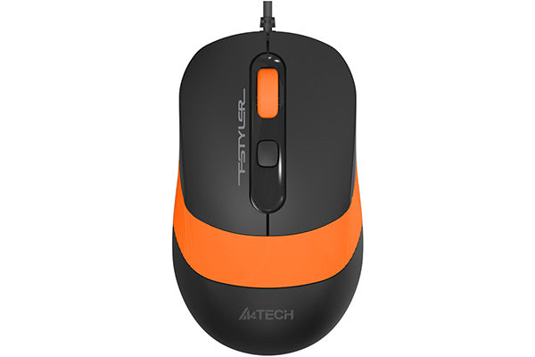 MOUSE A4tech, "FM10", PC sau NB, cu fir, USB, optic, 1600 dpi, butoane/scroll 4/1, , negru / portocaliu, "FM10 Orange"