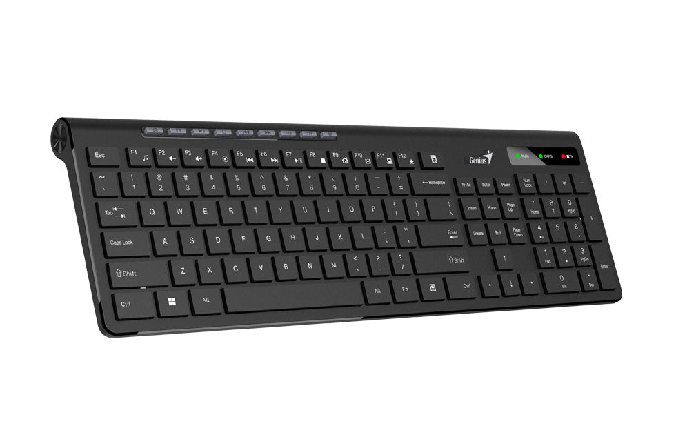 TASTATURA GENIUS wireless, multimedia, 104 taste + 12 taste multimedia, design ergonomic, USB, negru, "SlimStar 7230" "31310021400"