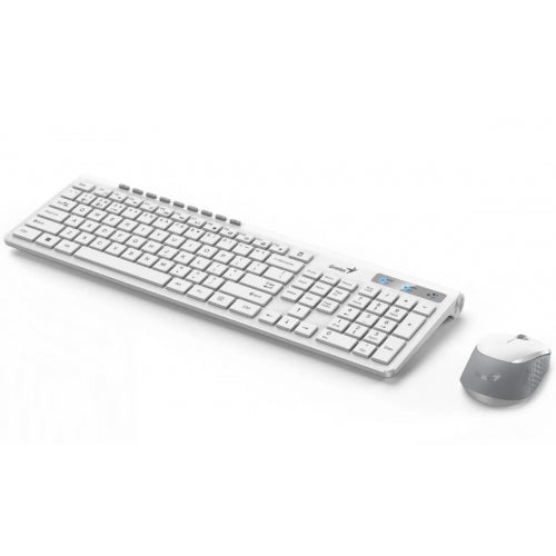 KIT wireless GENIUS, tastatura wireless 104 taste (multimedia) + mouse wireless 1200dpi, 3 butoane, BT5.3 + 2.4G, USB, alb, "SlimStar 8230" "331340015400"