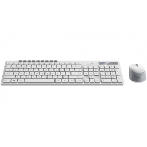 KIT wireless GENIUS, tastatura wireless 104 taste (multimedia) + mouse wireless 1200dpi, 3 butoane, BT5.3 + 2.4G, USB, alb, "SlimStar 8230" "331340015400"