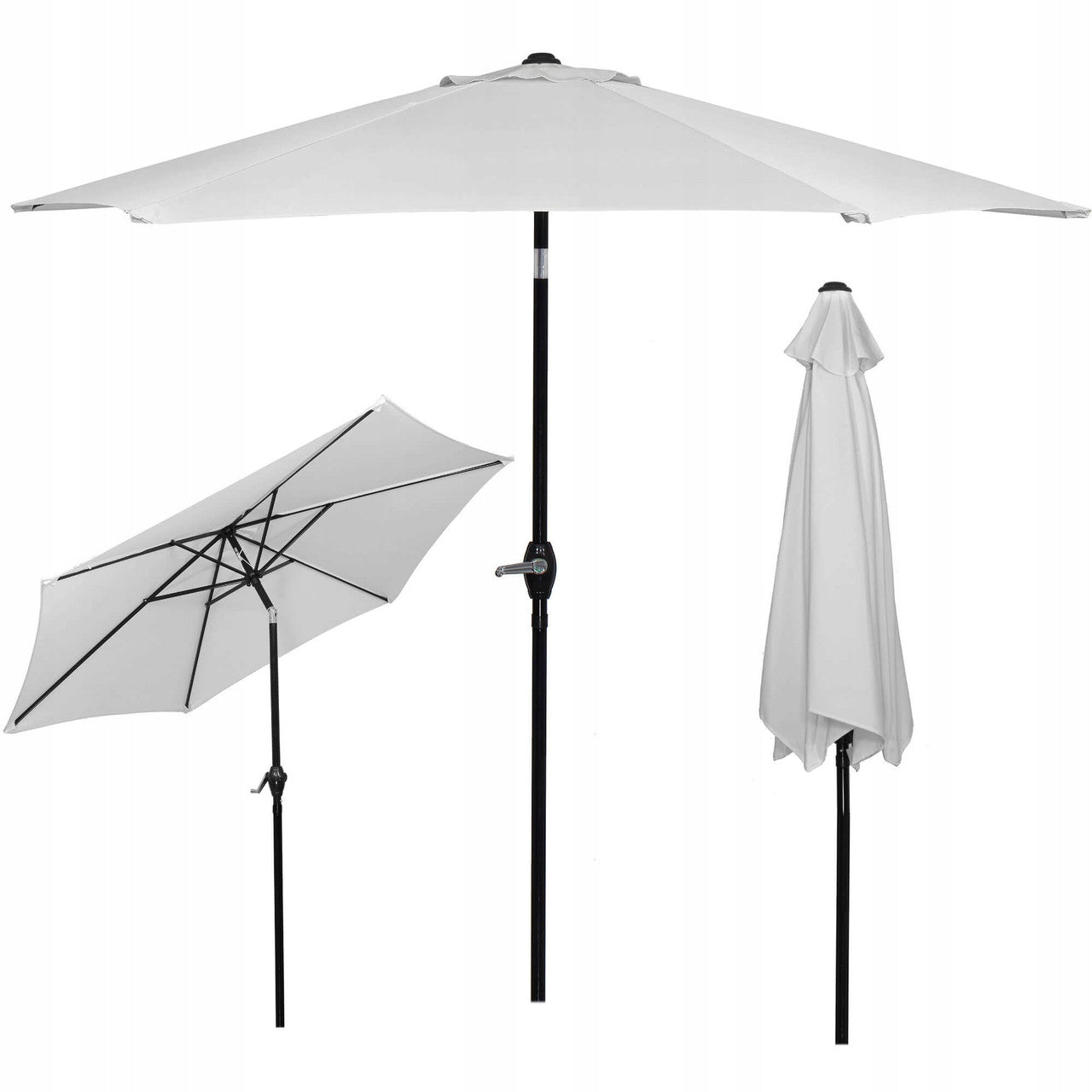 Umbrela terasa gradina, cu manivela si inclinare, GU12E, diametru 260cm, Gri