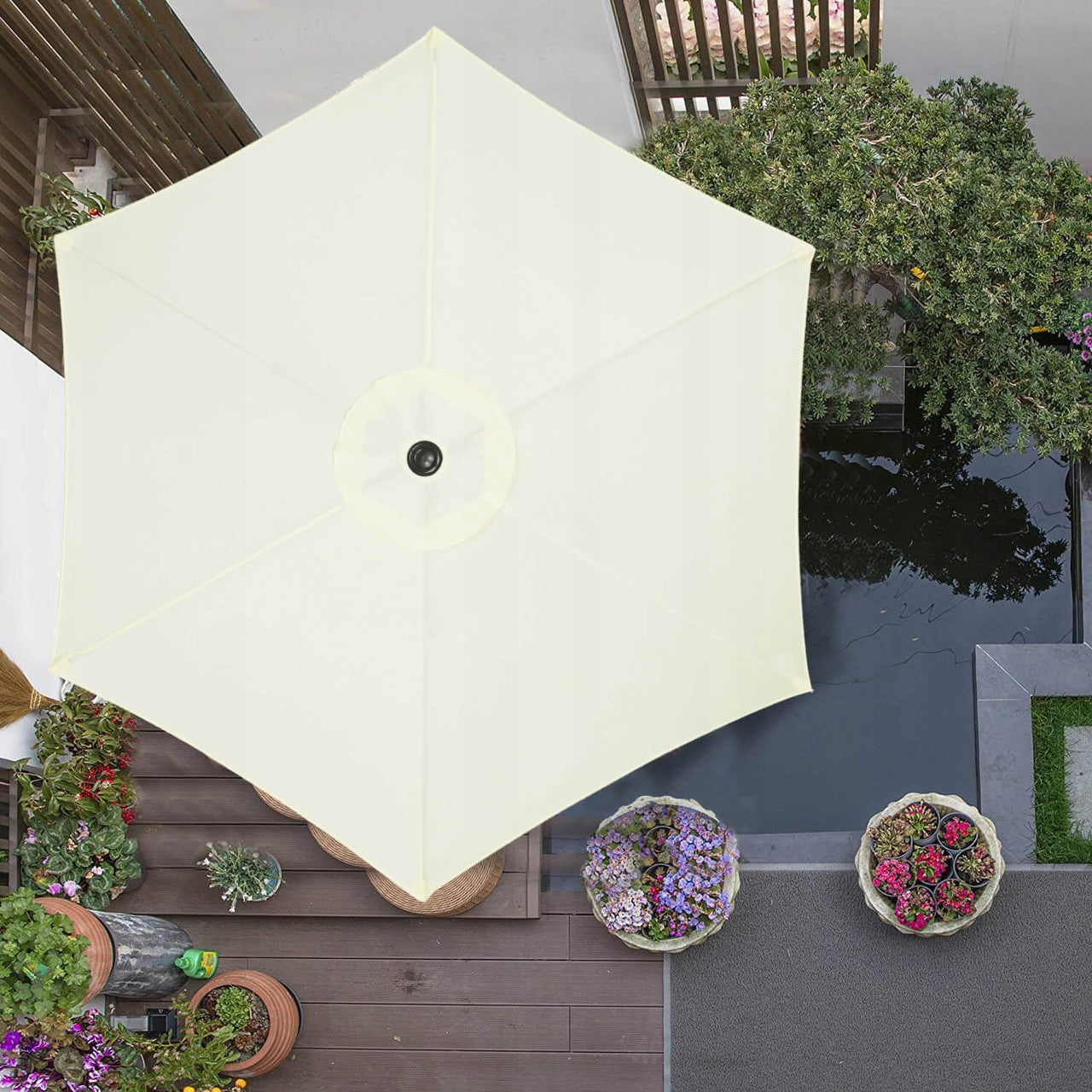 Umbrela terasa gradina, cu manivela si inclinare, GU13E, diametru 260cm, Crem