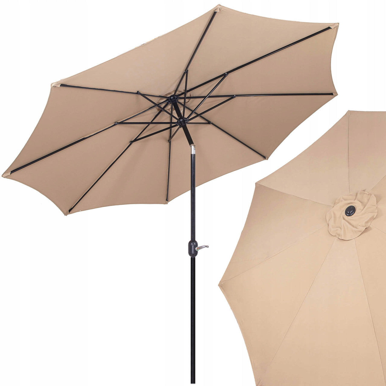 Umbrela terasa gradina, cu manivela si inclinare, diametru 300cm, Taupe
