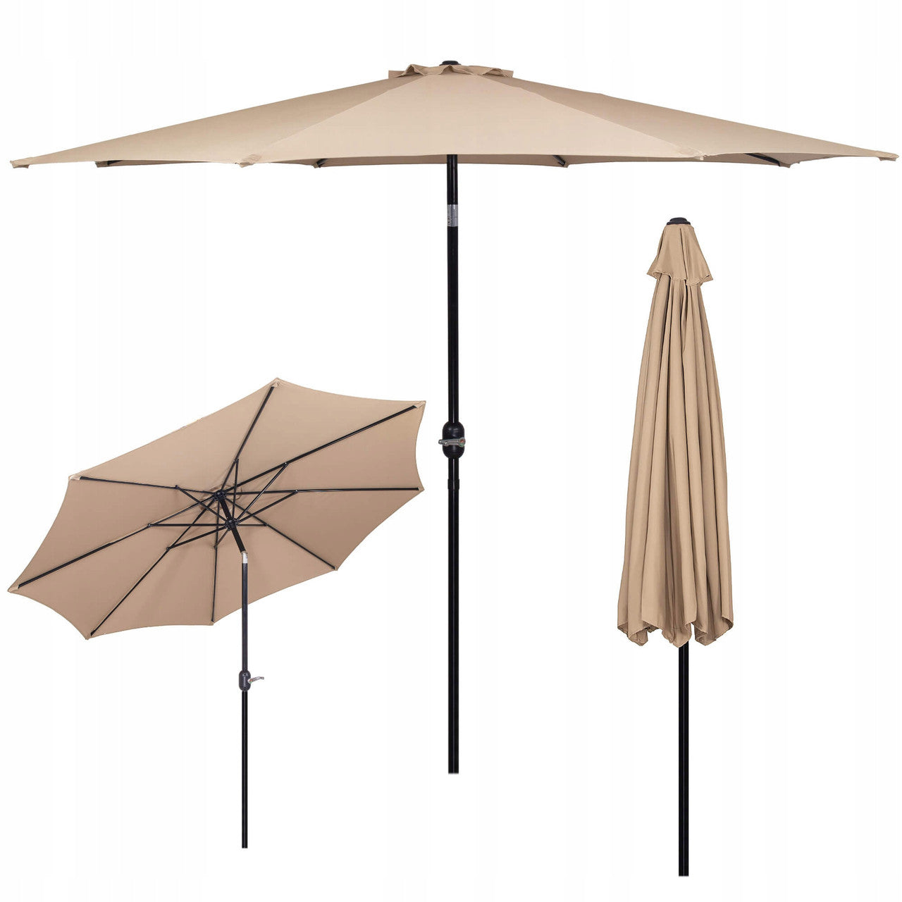 Umbrela terasa gradina, cu manivela si inclinare, diametru 300cm, Taupe